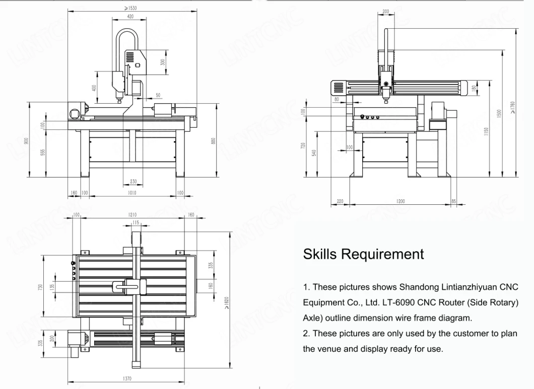 1.5kw 2.2kw Spindle 6090 9012 1212 1325 Wood Cutting 3D 4th Axis Side Rotary Axis Engraving CNC Router Machine for Metal Acrylic Steel Price